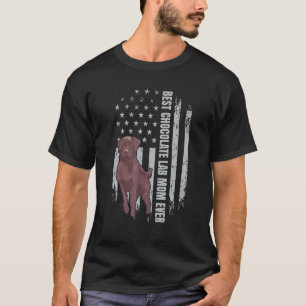 Chocolade Lab mam American Flag Brown Labrador Ret T-shirt