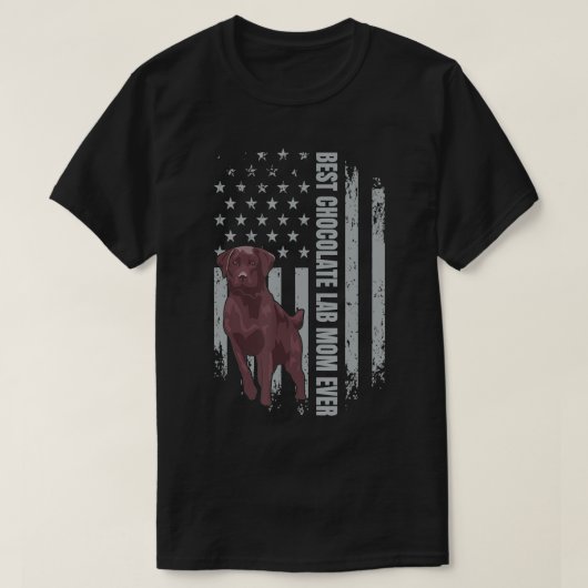 Chocolade Lab mam American Flag Brown Labrador Ret T-shirt (Design voorkant)