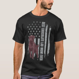 Chocolade Lab mam American Flag Brown Labrador Ret T-shirt