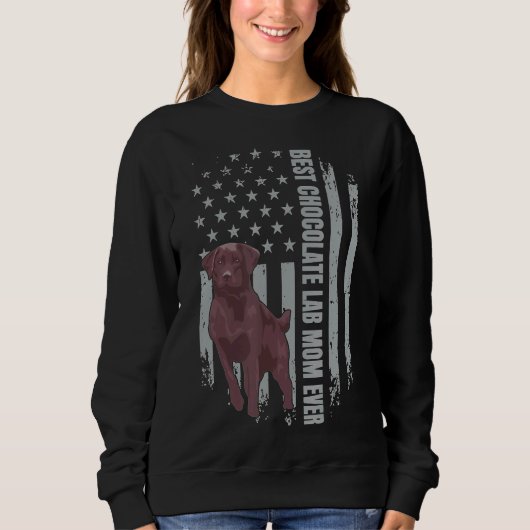 Chocolade Lab mam American Flag Brown Labrador Ret Trui (Voorkant)
