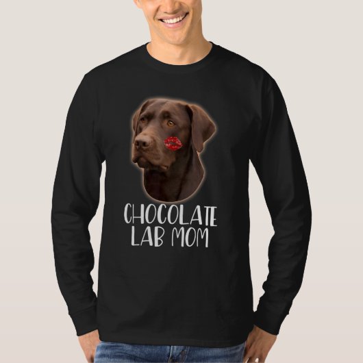 Chocolade Lab mam Chocolade Labrador lipstick aan T-shirt (Voorkant)