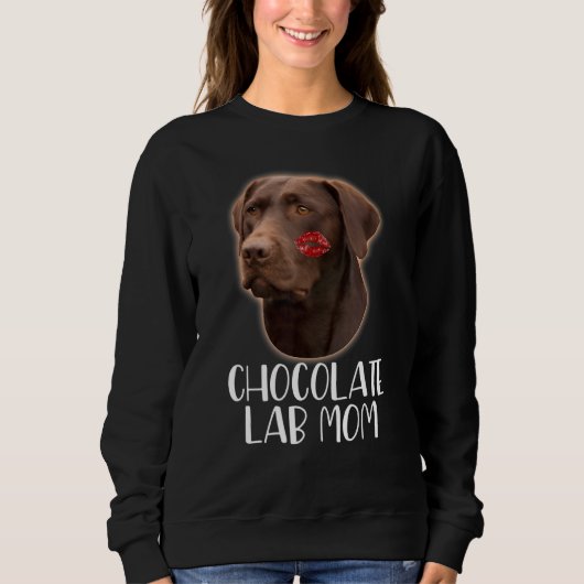 Chocolade Lab mam Chocolade Labrador lipstick aan Trui (Voorkant)