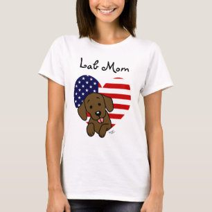 Chocolade Lab Mam en Amerikaanse vlag T-shirt
