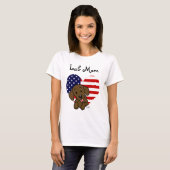 Chocolade Lab Mam en Amerikaanse vlag T-shirt (Voorkant volledig)
