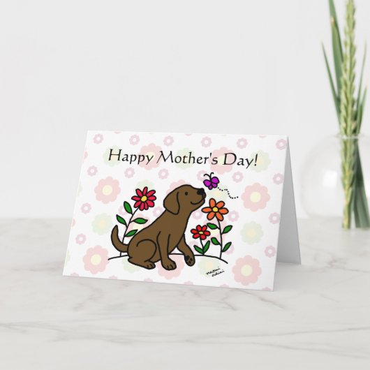 Chocolade Lab Mam & Groene Bloemen Kaart (Voorkant)