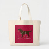 Chocolade Lab Merry-kerstdesign Grote Tote Bag (Voorkant)