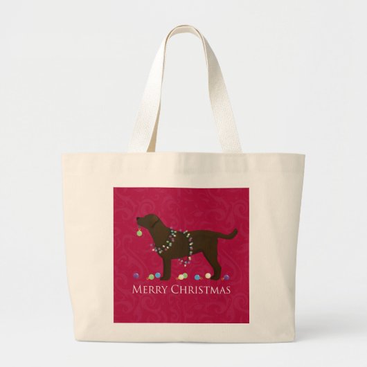Chocolade Lab Merry-kerstdesign Grote Tote Bag (Voorkant)