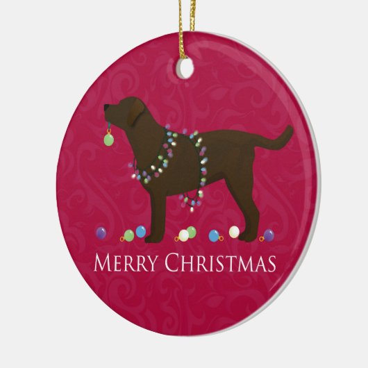 Chocolade Lab Merry-kerstdesign Keramisch Ornament (Links)