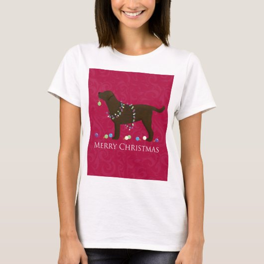 Chocolade Lab Merry-kerstdesign T-shirt (Voorkant)