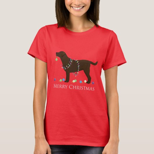 Chocolade Lab Merry-kerstdesign T-shirt (Voorkant)