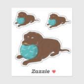 Chocolade Lab Met Bal Cartoon Sticker (Vel)