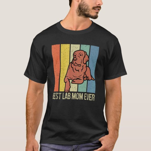 Chocolade Lab Moeder Labrador Retriever Retro Over T-shirt (Voorkant)