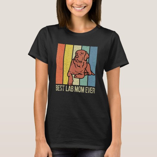 Chocolade Lab Moeder Labrador Retriever Retro Over T-shirt (Voorkant)