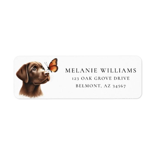 Chocolade Lab Monarch Vlinder Retouradres Etiket (Voorkant)