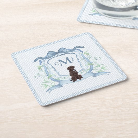 Chocolade Lab Monogram Grandmillennial Kartonnen Onderzetters (Schuin)