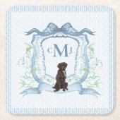 Chocolade Lab Monogram Grandmillennial Kartonnen Onderzetters (Voorkant)