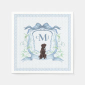 Chocolade Lab Monogram Grandmillennial Servet (Voorkant)