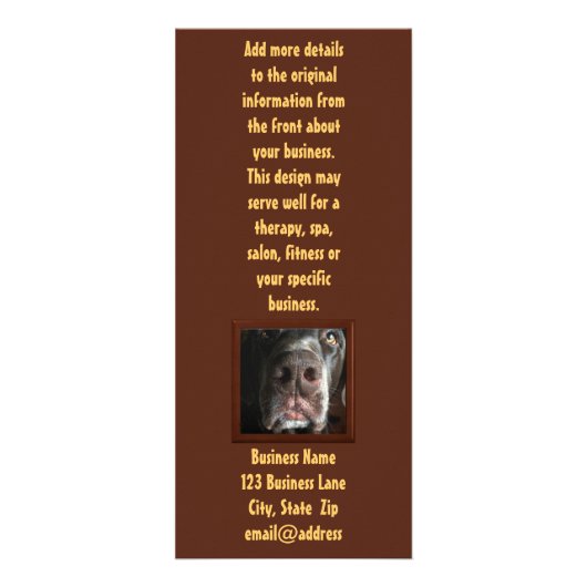 Chocolade lab neus close-up foto bedrijf reclamekaart (Achterkant)