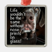 Chocolade Lab Nose Sluiten Foto Metalen Ornament (Voorkant)