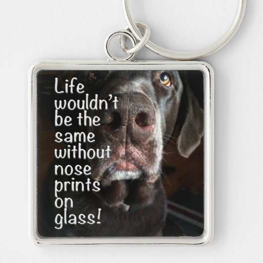 Chocolade Lab Nose Sluiten Foto Sleutelhanger (Voorkant)