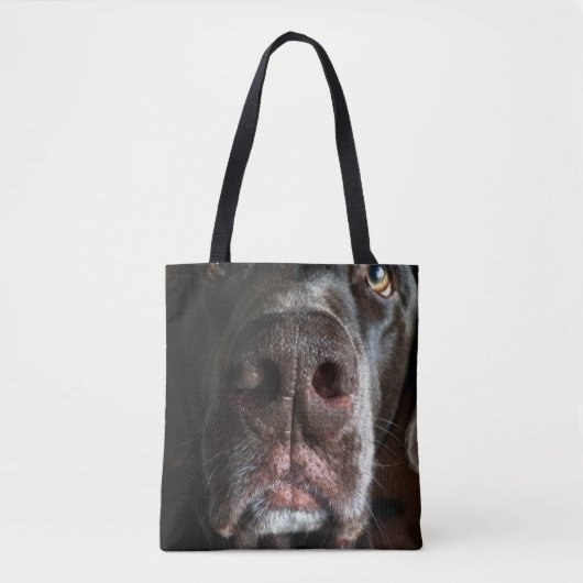 Chocolade Lab Nose Sluiten Foto Tote Bag (Voorkant)