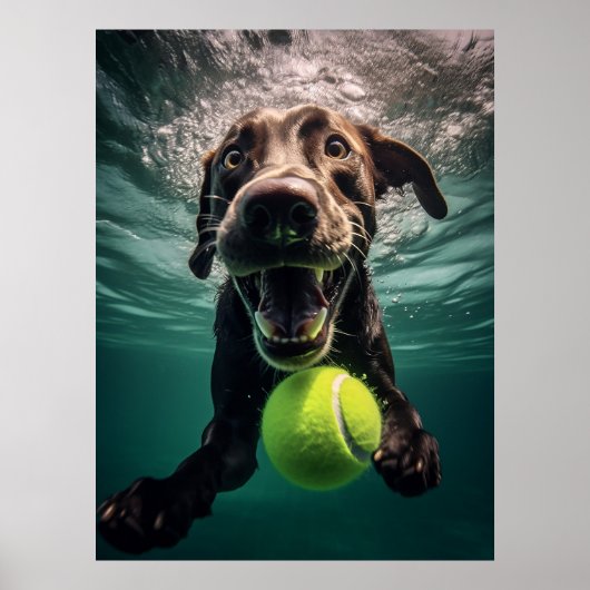 Chocolade Lab onderwater duiken Poster (Voorkant)