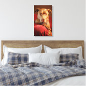 Chocolade Lab Pit Mix Dog Portret 3 Canvas Afdruk (Insitu (Slaapkamer))