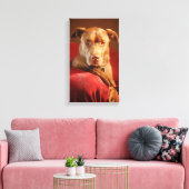 Chocolade Lab Pit Mix Dog Portret 3 Canvas Afdruk (Insitu (Woonkamer))