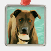 Chocolade Lab Pitbull Mix Pitador Labrabull Metalen Ornament (Voorkant)