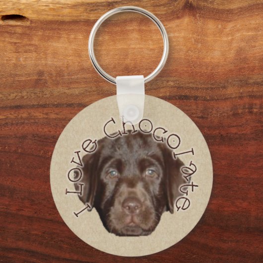 Chocolade Lab Pup Sleutelhanger (Voorkant)