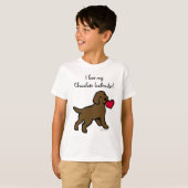 Chocolade Lab Puppy and Red Heart T-shirt (Voorkant volledig)