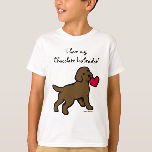 Chocolade Lab Puppy and Red Heart T-shirt (Voorkant)