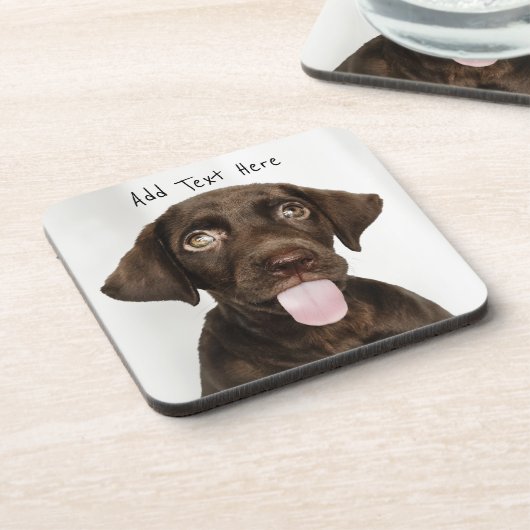 Chocolade Lab Puppy Bier Onderzetter (Linkerzijde)