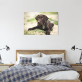 Chocolade Lab Puppy Canvas Afdruk (Insitu (Slaapkamer))