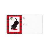 Chocolade Lab Puppy Christmas Gift Label Tartan (Voorkant)