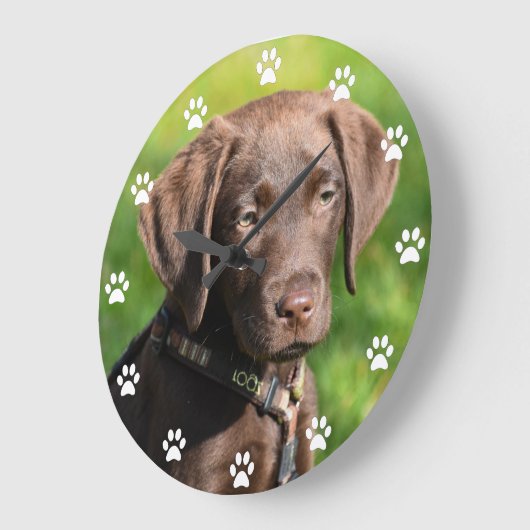 Chocolade Lab Puppy Dog Grote Klok (Hoek)