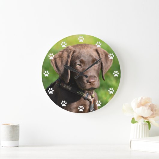 Chocolade Lab Puppy Dog Grote Klok (Huis)