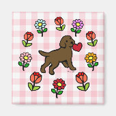 Chocolade Lab Puppy en Rode Hart Magneet (Voorkant)