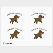 Chocolade Lab Puppy en Rode Hart Ovale Sticker (Vel)