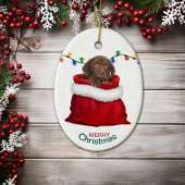 Chocolade Lab Puppy in feestcadeau Keramisch Ornament