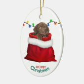 Chocolade Lab Puppy in feestcadeau Keramisch Ornament (Links)