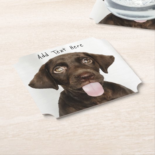 Chocolade Lab Puppy Kartonnen Onderzetters (Gekanteld)