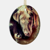 Chocolade Lab Puppy Keramisch Ornament (Rechts)