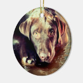Chocolade Lab Puppy Keramisch Ornament (Links)