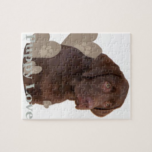 Chocolade Lab Puppy Love Legpuzzel (Horizontaal)