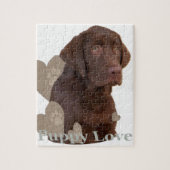 Chocolade Lab Puppy Love Legpuzzel (Verticaal)