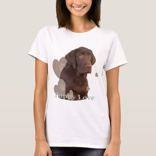 Chocolade Lab Puppy Love T-shirt (Voorkant)