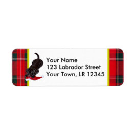 Chocolade Lab Puppy met Santa Hat Kerstmis Etiket