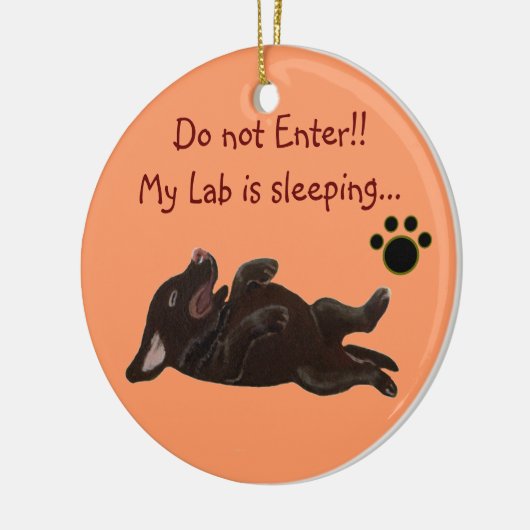 Chocolade Lab Puppy Slaping door woede Keramisch Ornament (Links)