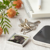 Chocolade Lab Puppy Sleutelhanger (Zijkant)